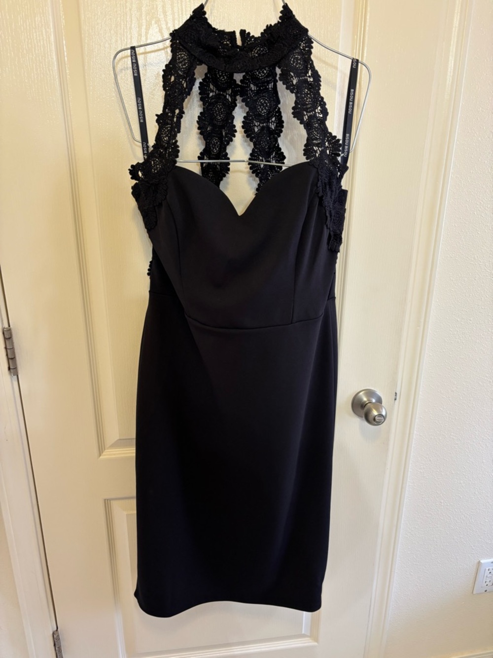 Bisou Bisou Black Lace Halter Midi Dress